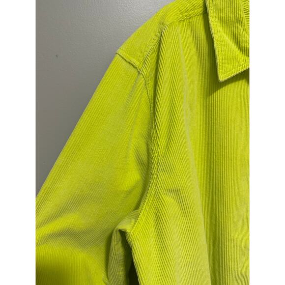 Urban Outfitters Corduroy Shirt Jacket Small Neon Yellow Button Long Sleeve XL - Picture 3 of 7